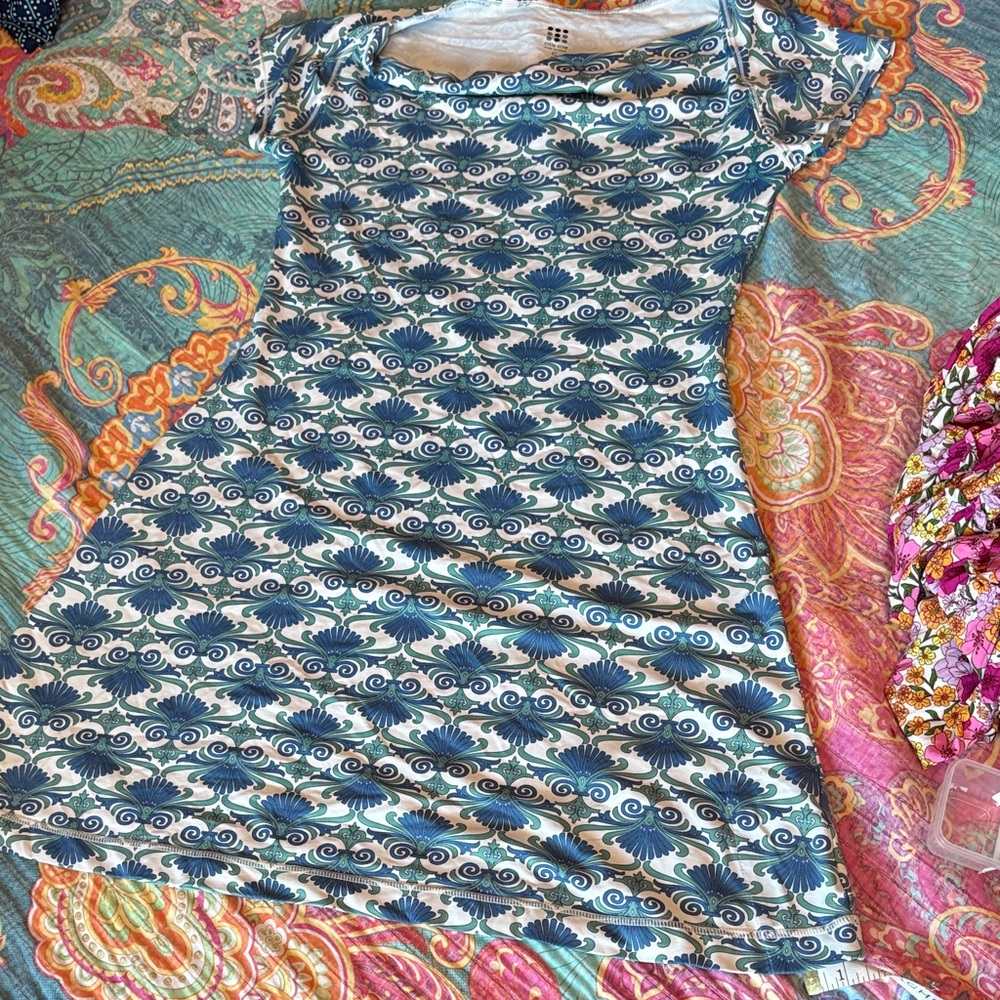 Title Nine Teal and White Swirl Mini Dress